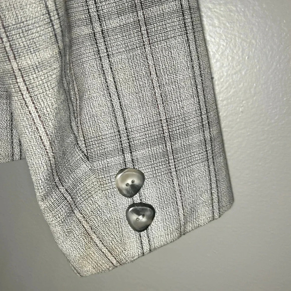 *Vintage* Jordache Plaid Blazer, Sz 7/8, Gray, Cropped Lined Jacket - Picture 6 of 8